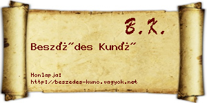 Beszédes Kunó névjegykártya